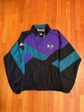 VINTAGE APEX ONE CHARLOTTE HORNETS FULL ZIP WINDBREAKER JACKET SIZE L
